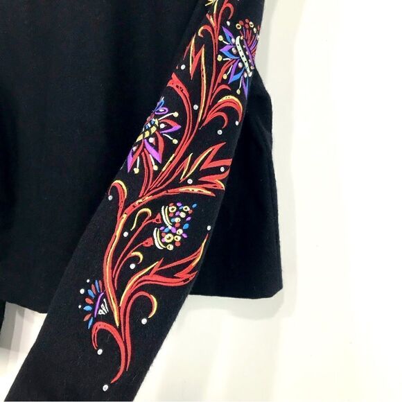 Signature Gordon & James Black Wool Colorful Embroidered Crop Jacket - Picture 8 of 15